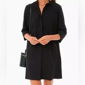 NEW Tuckernuck Black Royal Crepe Shirt Dress Medium NWT Pockets